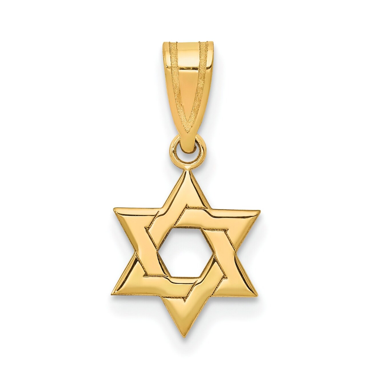 14K Yellow Gold Star of David Pendant Charm Jewelry 17mm x 10mm